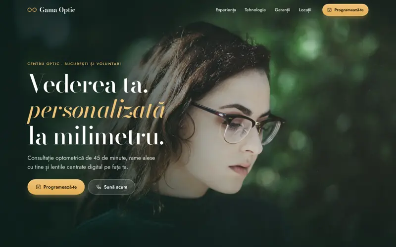 Website Gama Optic, optică medicală